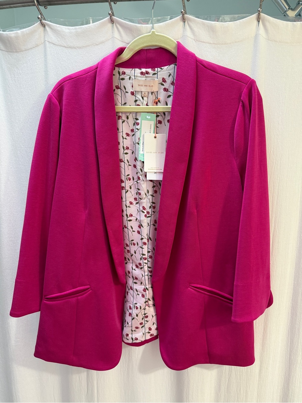 Skies Are Blue Bright Fuchsia Open-Front Blazer